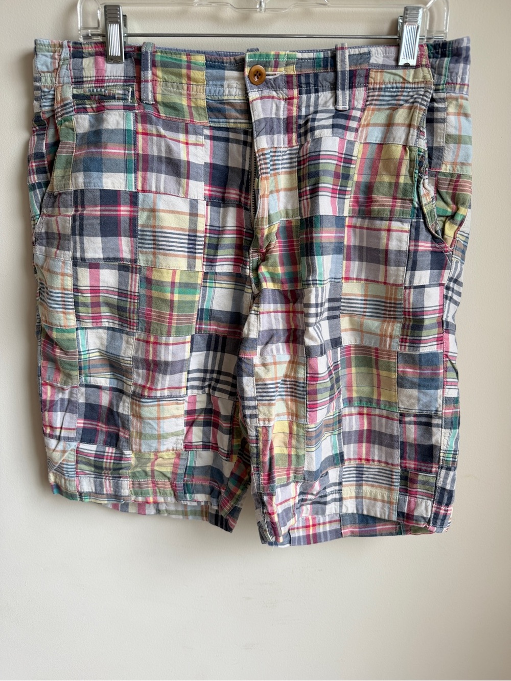 J Crew Y2K Madras Cargo Shorts 100% Cotton Mens 33
